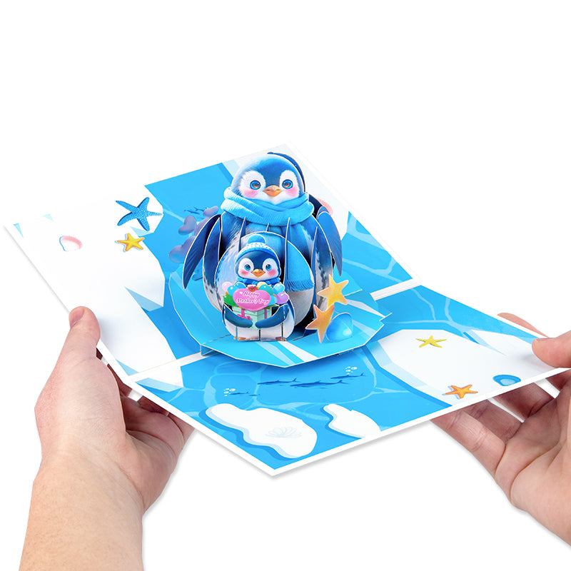Frosty Hugs Cute Penguin Love 3D Mother’s Day Pop Up Card