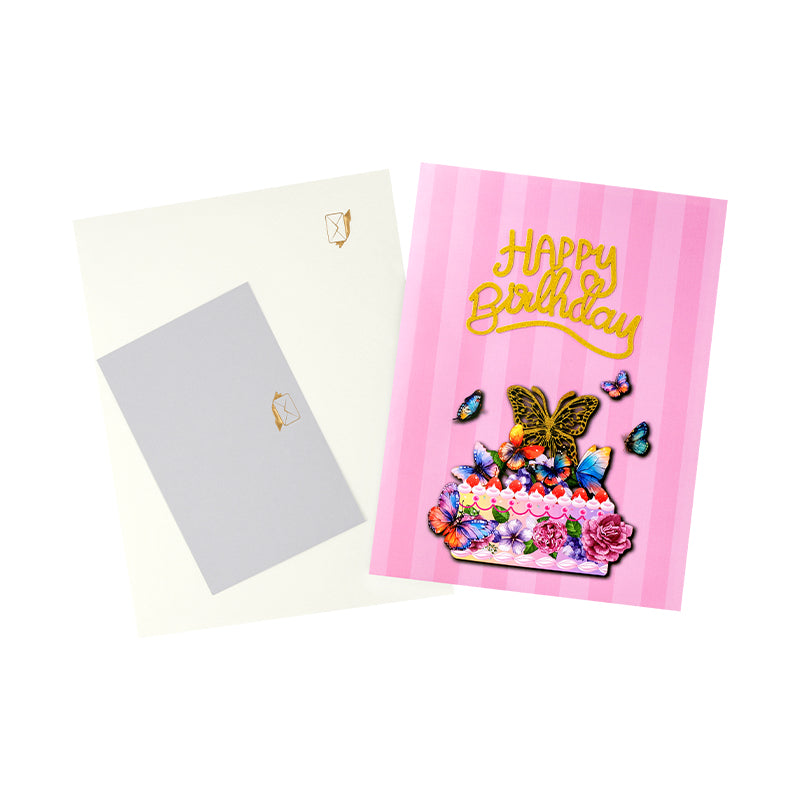 Wings of Celebration Butterfly Floral Design Birthday Pop Up Card