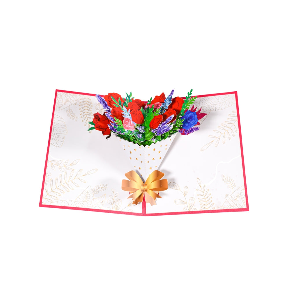Lavender & Roses Elegant Bouquet Pop Up Greeting Card - Mother's Day Anniversary Birthday