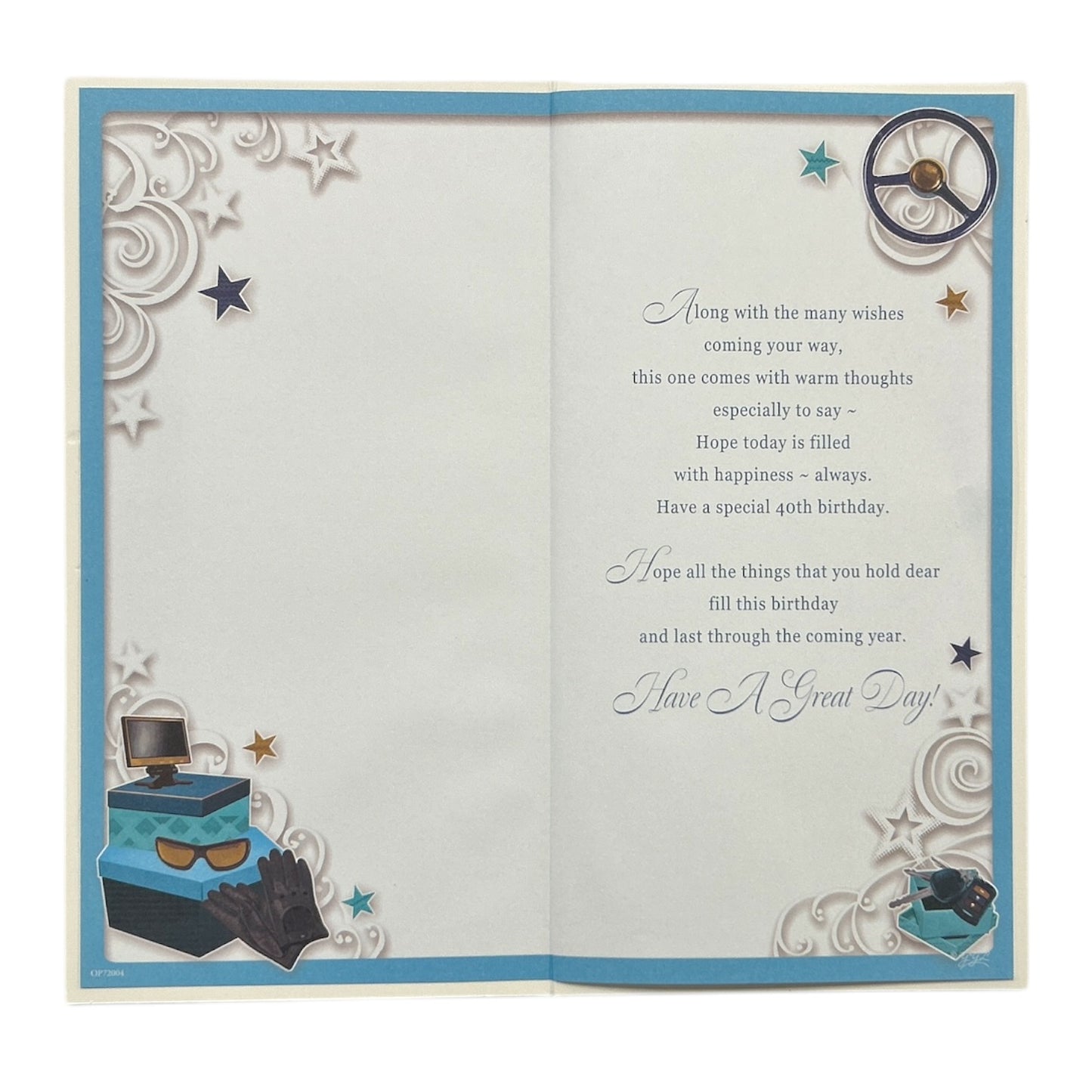 Age 40 Male Car Design Opacity Birthday Card