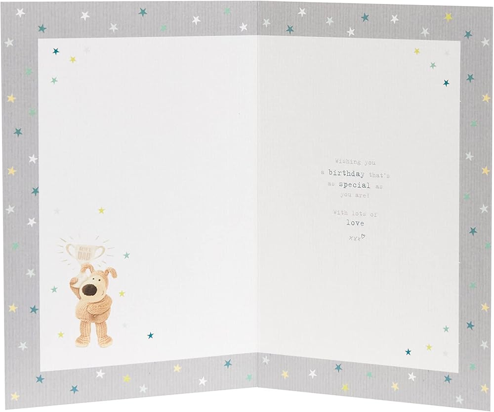 Boofle Holding Trophy Dad Birthday Card