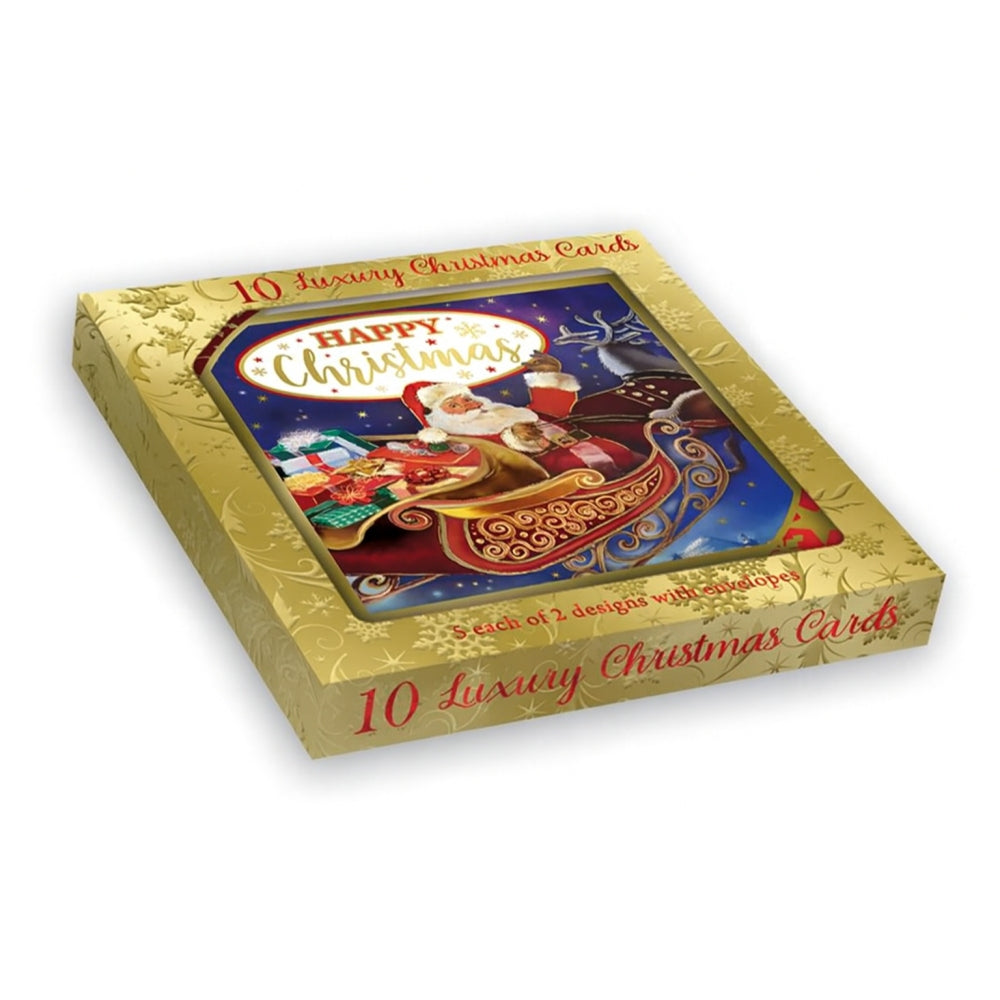 Pack of 10 Festive Sleigh Ride Christmas Boxed Cards