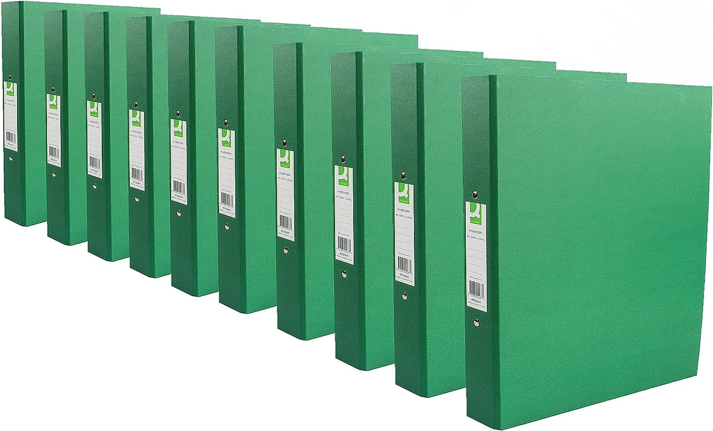 Pack of 10 25mm A4 2 Ring Paper Over Board Green Binders