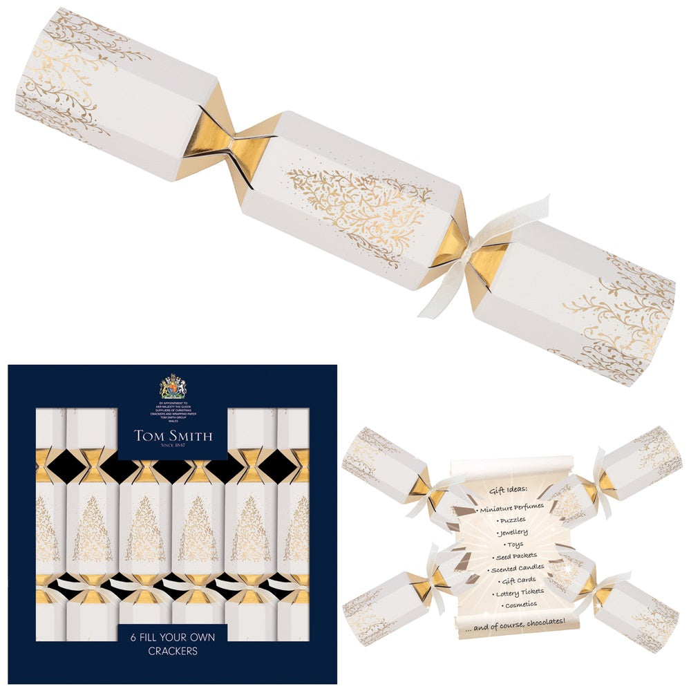 Pack of 6 14" Fill Your Own Gold Christmas Dinner Crackers