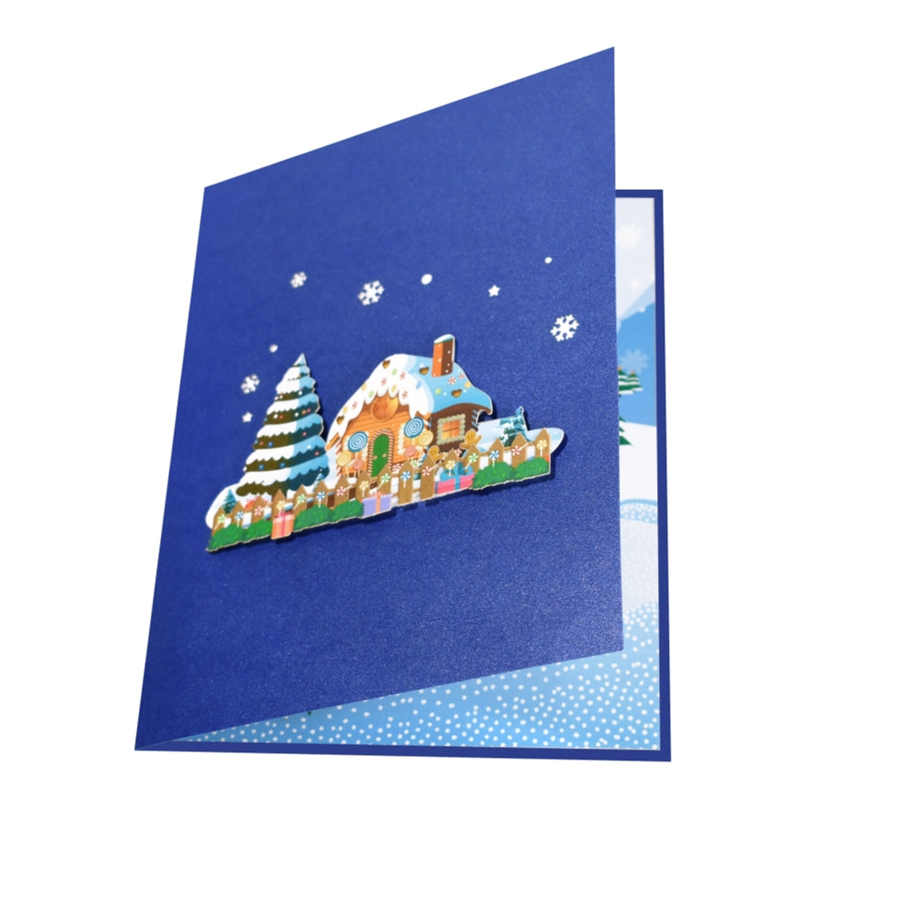 Gingerbread Houses with Snowy Scene 3D Pop Up Christmas Card