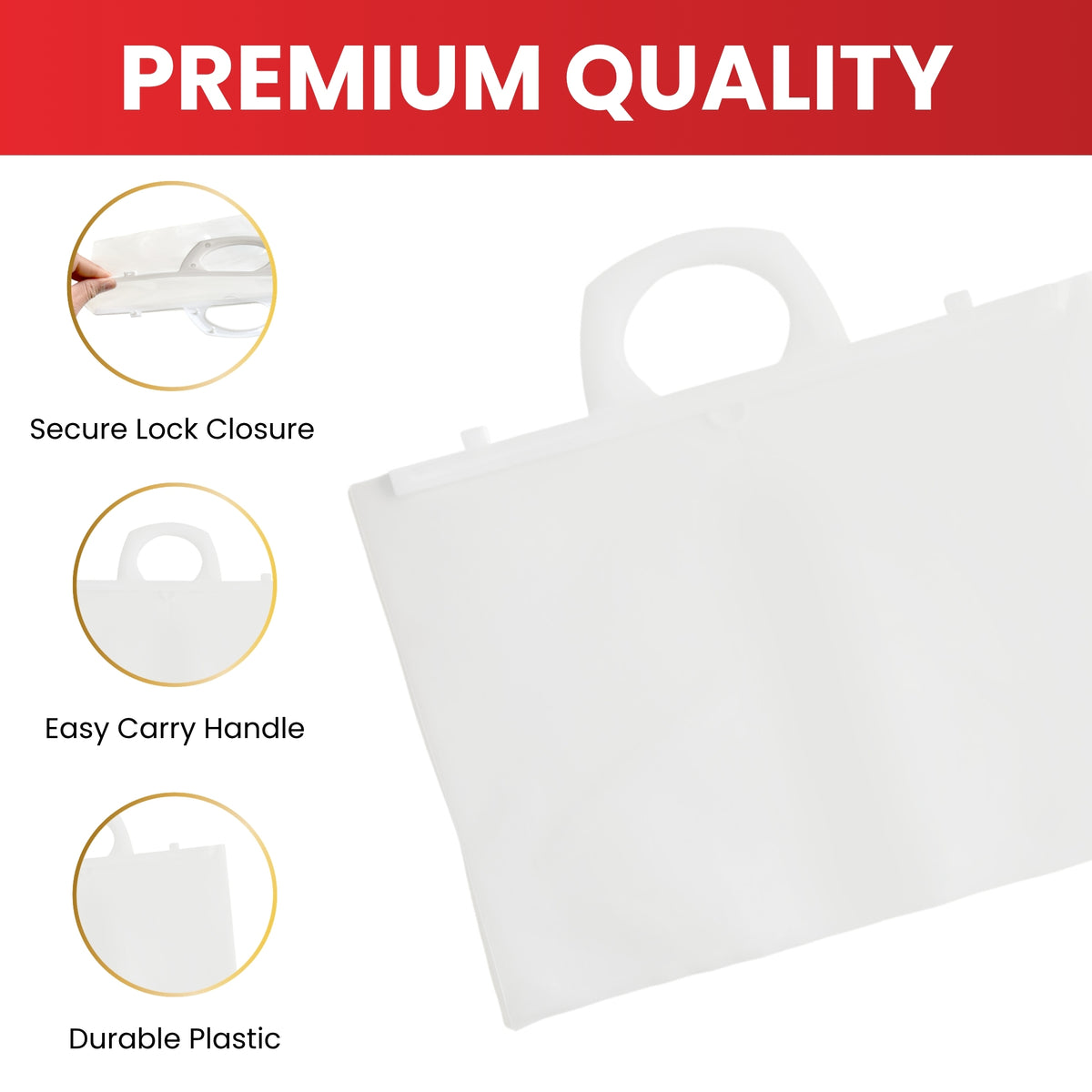 Pack of 12 A4+ Clear Carry Folders– 180 Micron Poly Wallet with Handle & Clip Lock for Documents and Artwork