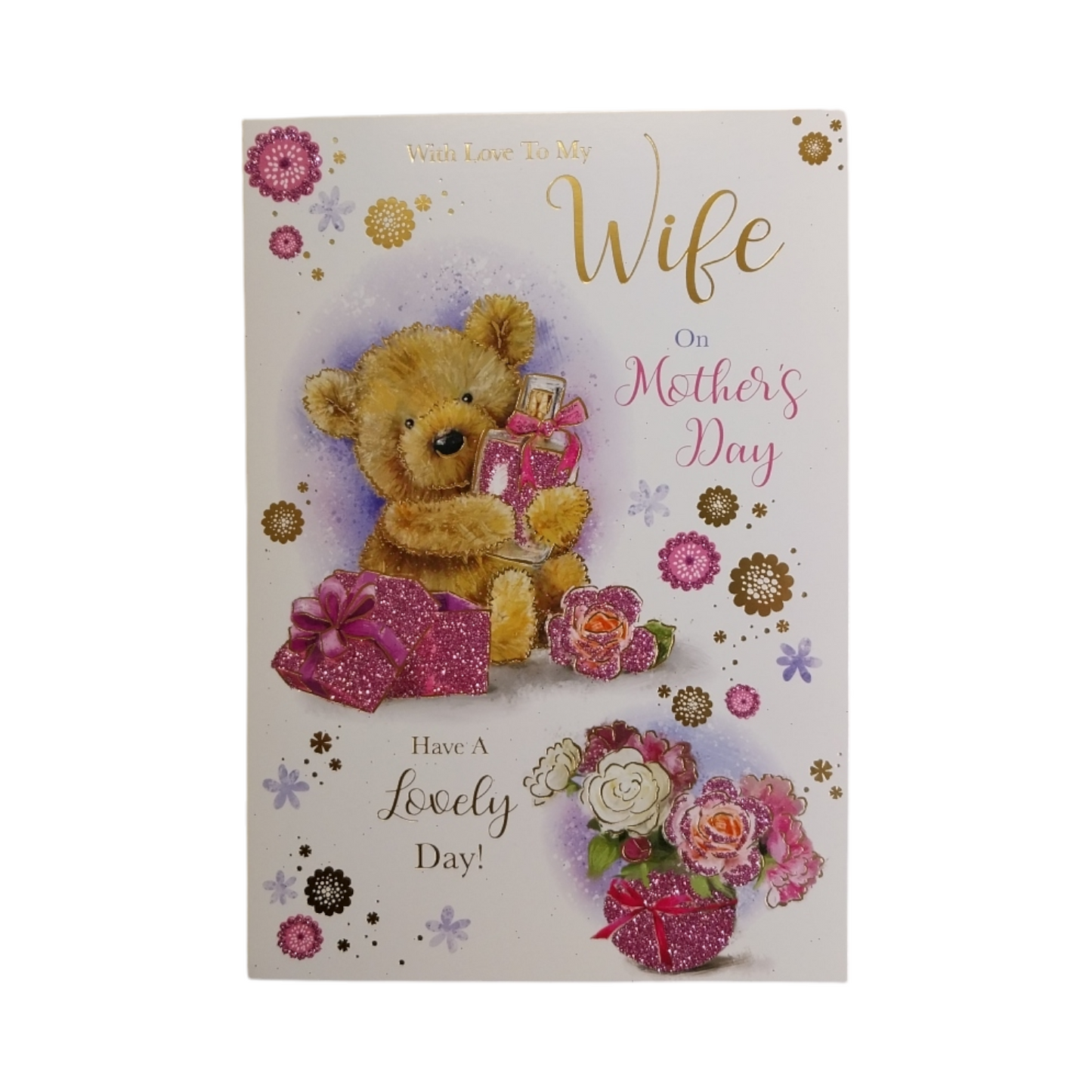 To My Wife Cute Teddy With Perfume Bottle Design Mother's Day Card