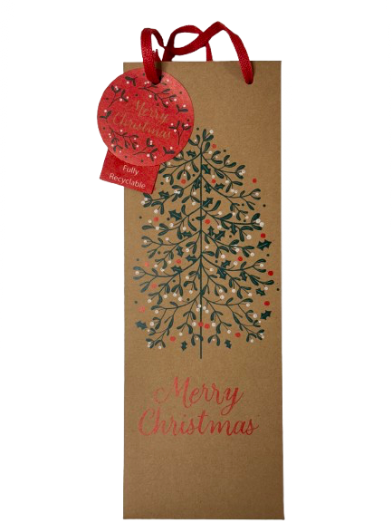 Pack of 12 Christmas Merry Berry Design Bottle Gift Bags