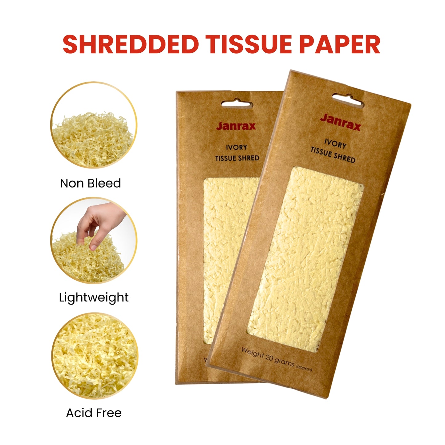 12 Packs of Ivory Tissue Shred 20g - Total 240g