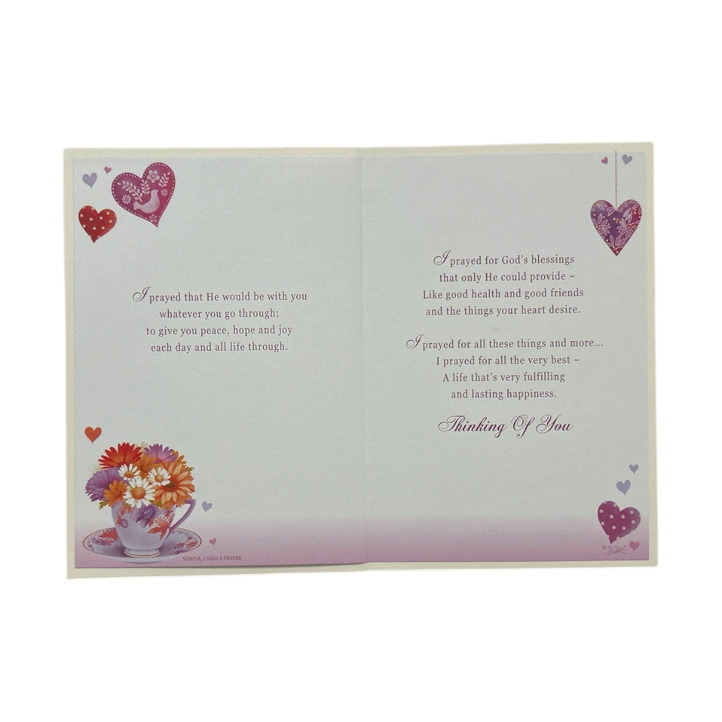 Prayer For You Flowers In Tea Cup Silver Design Thinking Of You Card