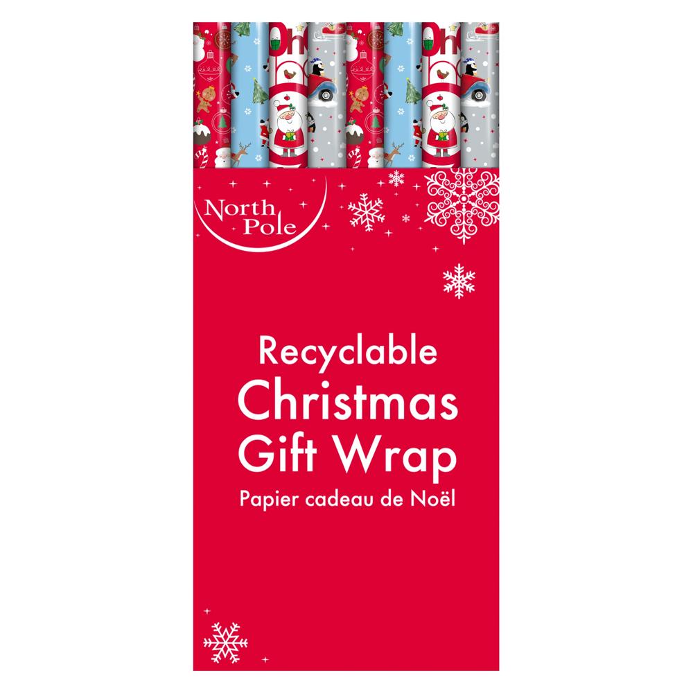 Single 4m Cute Christmas Design Gift Wrap Roll