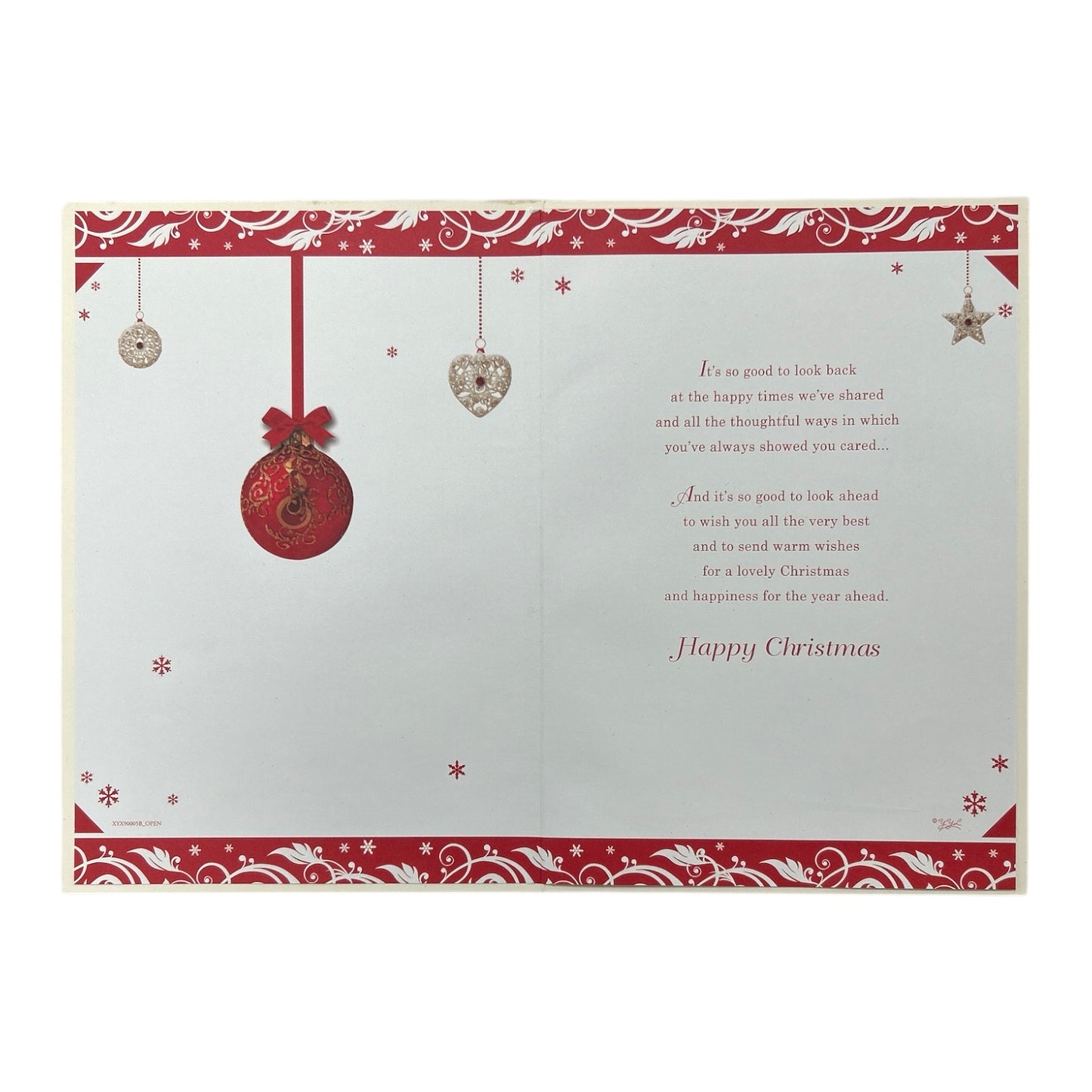 Just For You Hanging Decorative Baubles Design Open Christmas Card