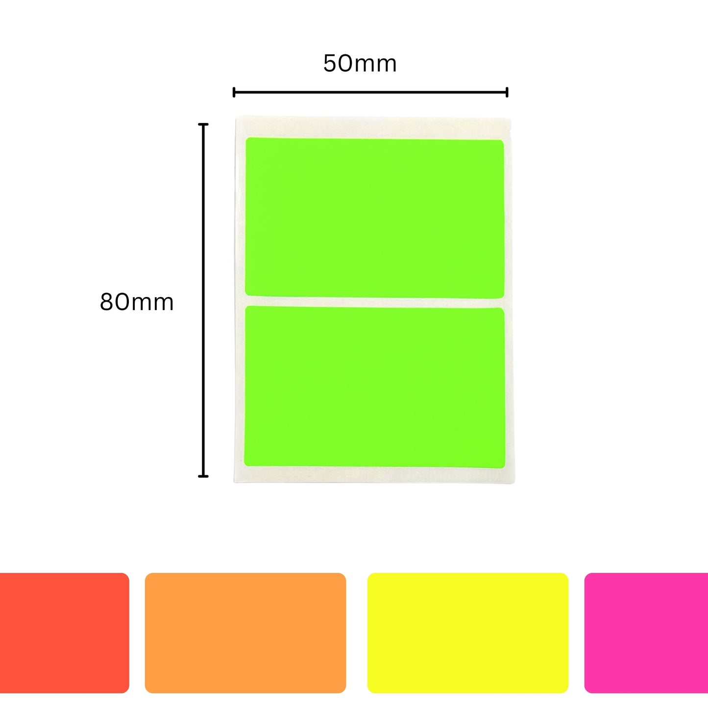 Pack of 8 Fluorescent Red 50x80mm Rectangular Labels