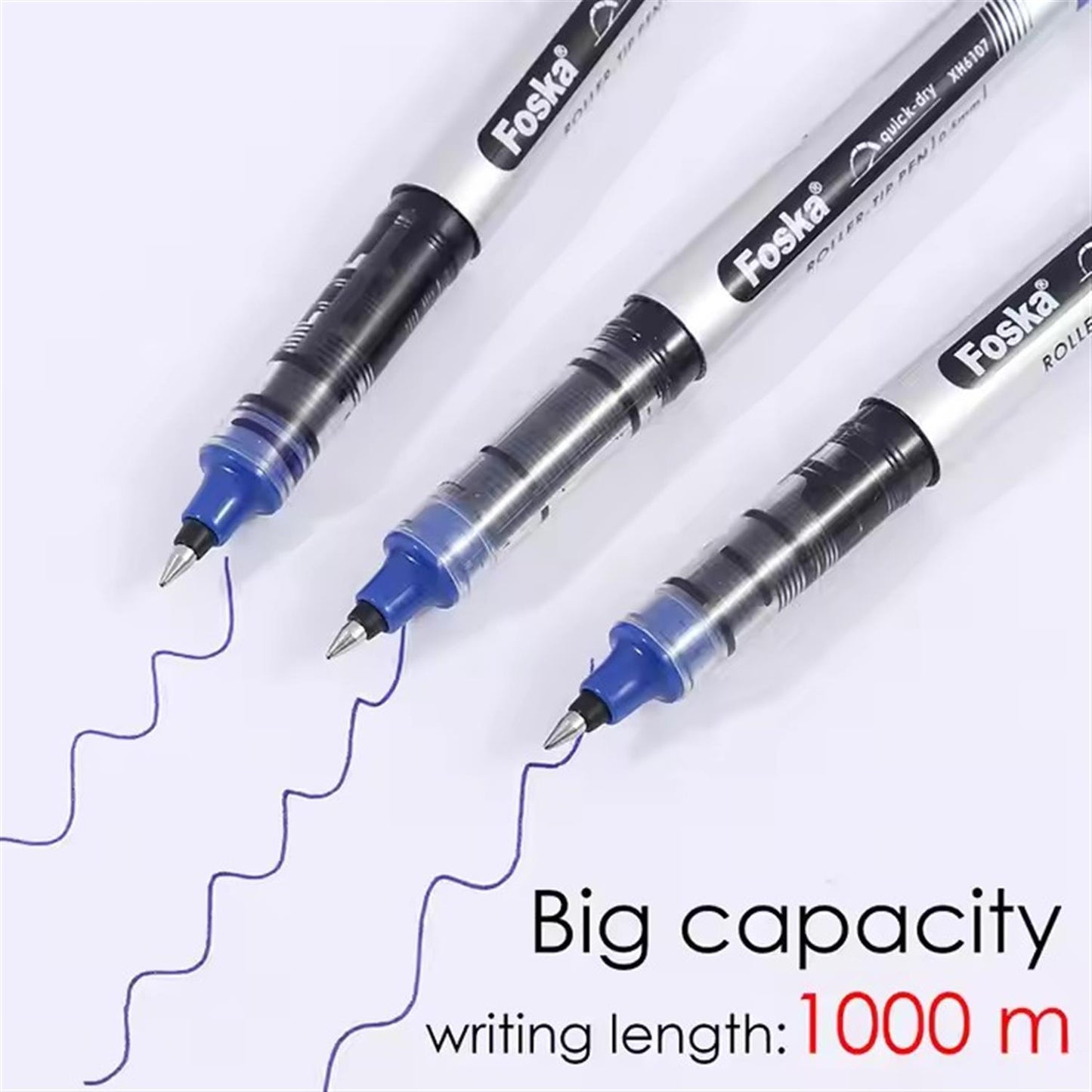 Pack of 3 0.5mm Bullet Tip Roller Tip Blue Pens