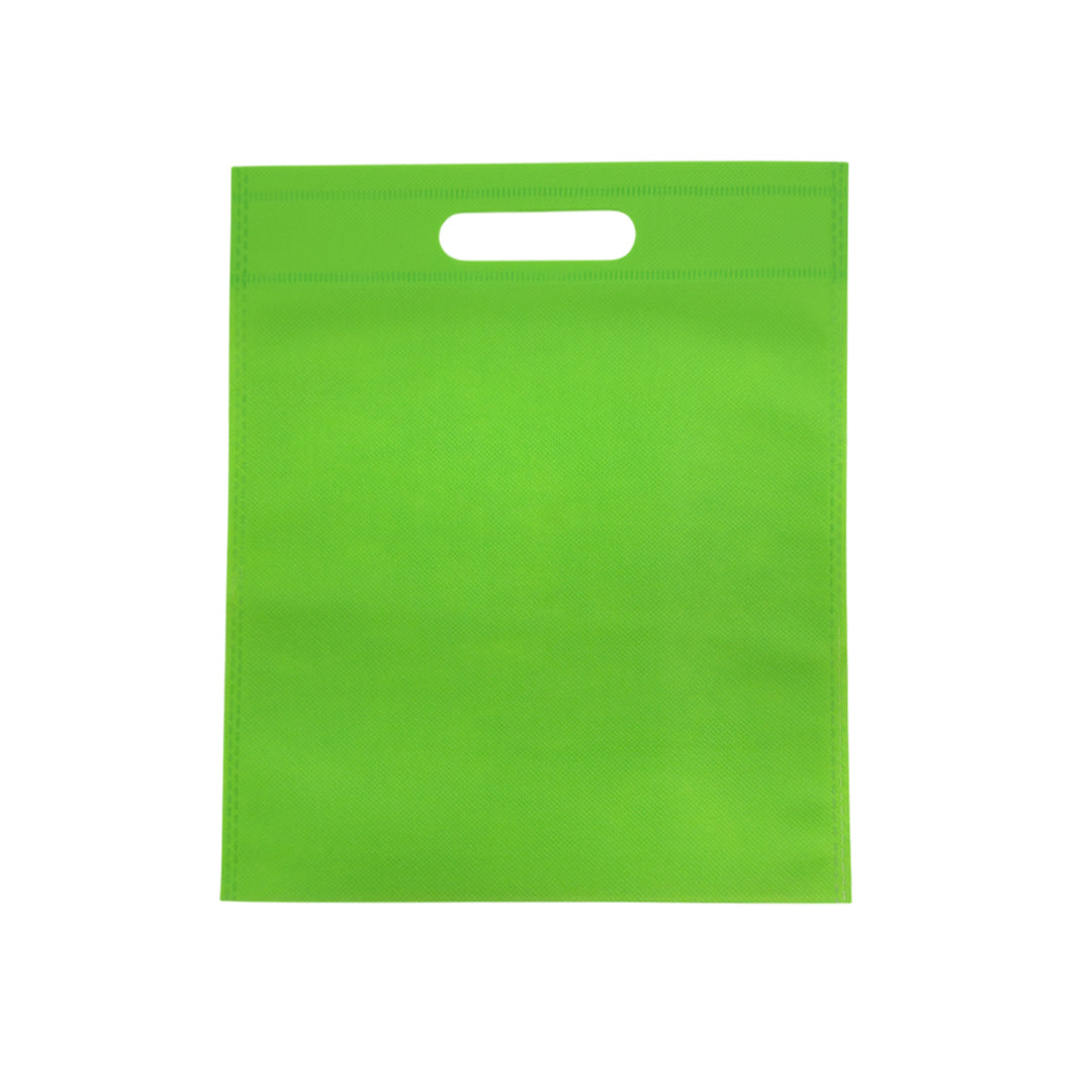 Pack of 25 Light Green Coloured 30x25cm Non-Woven Patch Handle Bags