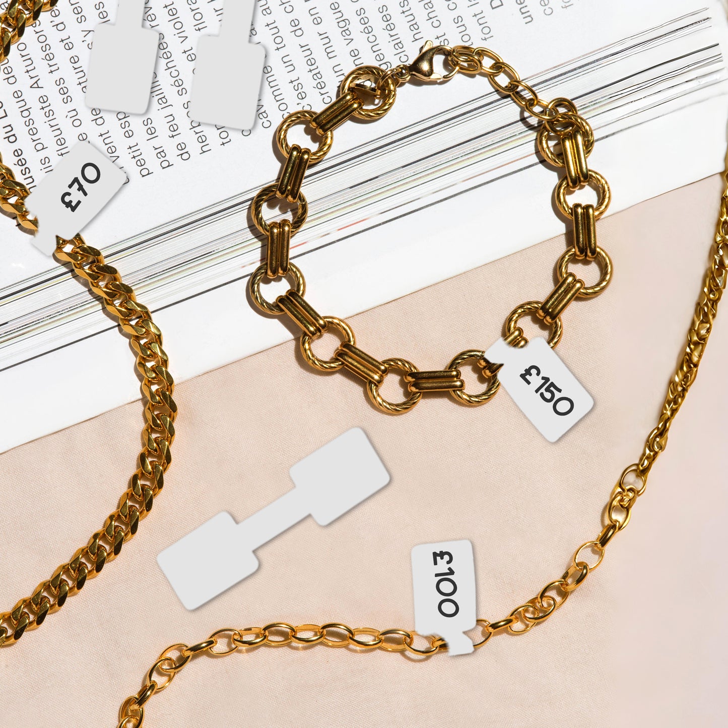 Pack of 90 White Jewellery Labels 10x38mm