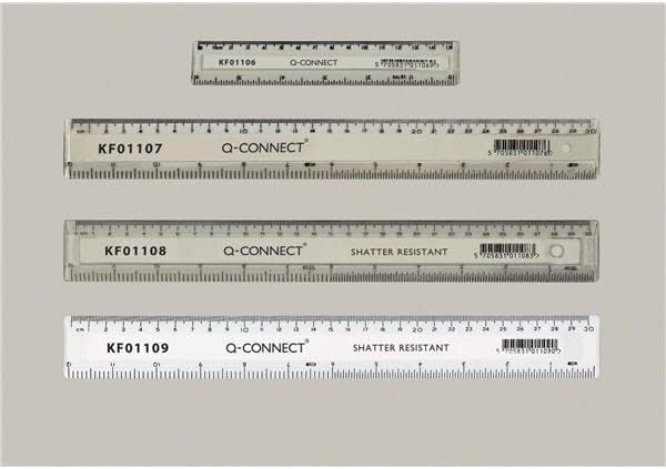 Pack of 10 Acrylic Shatter Resistant Ruler 30cm Clear