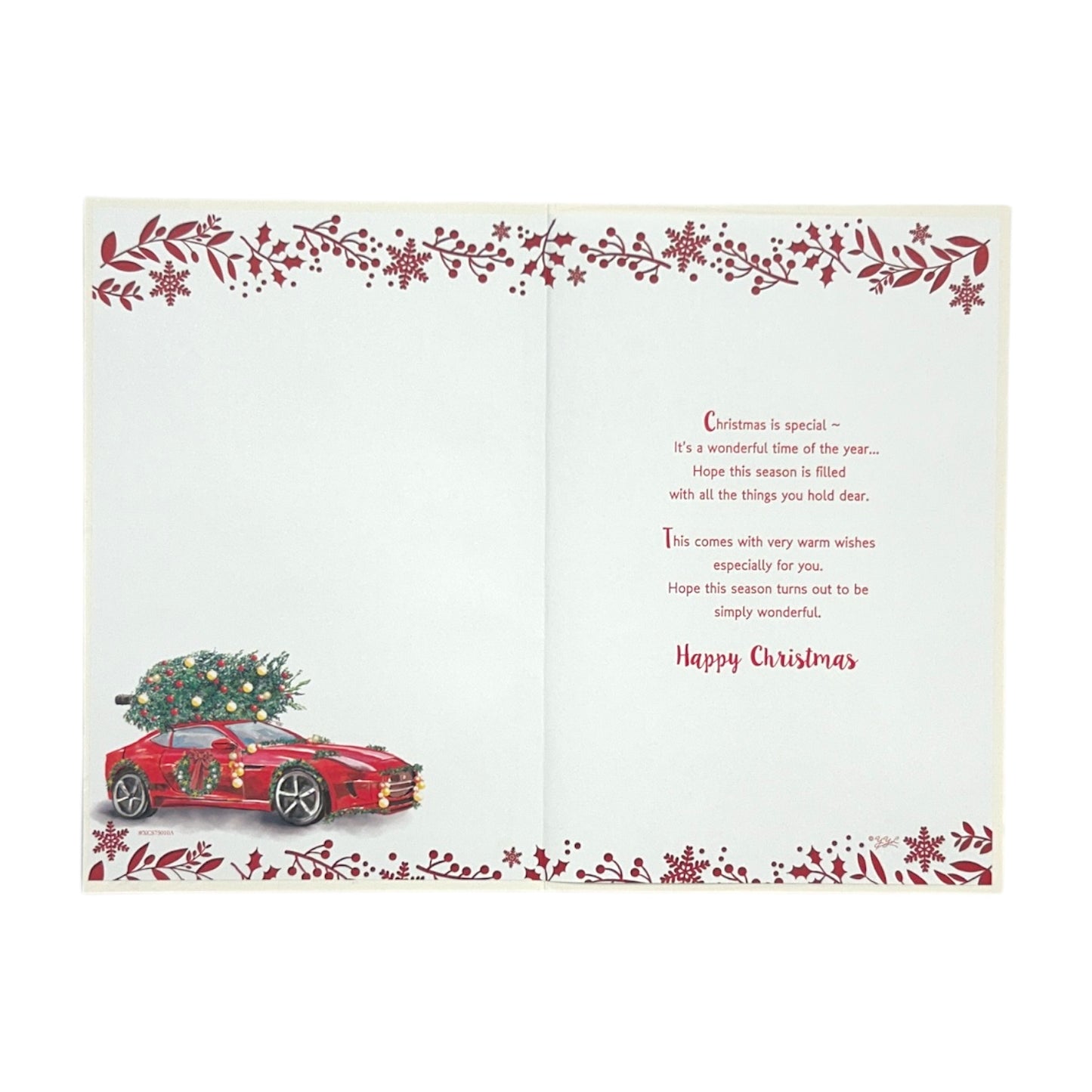 With Love to My Fiance Festive Car & Tree Design Christmas Card