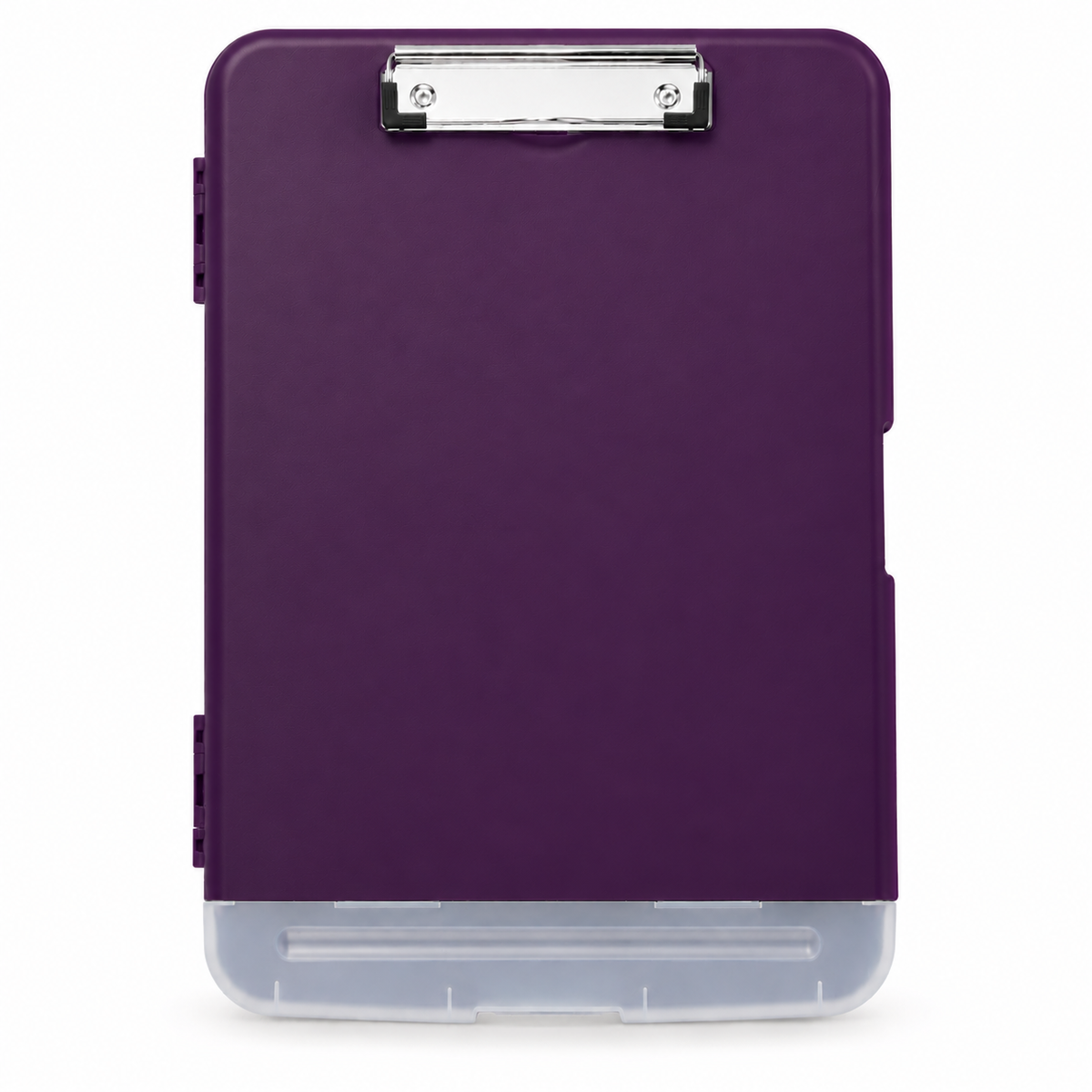 Pack of 12 A4 Purple Plastic Clipboard Box Files With Pencil Holder - Storage Filing Case