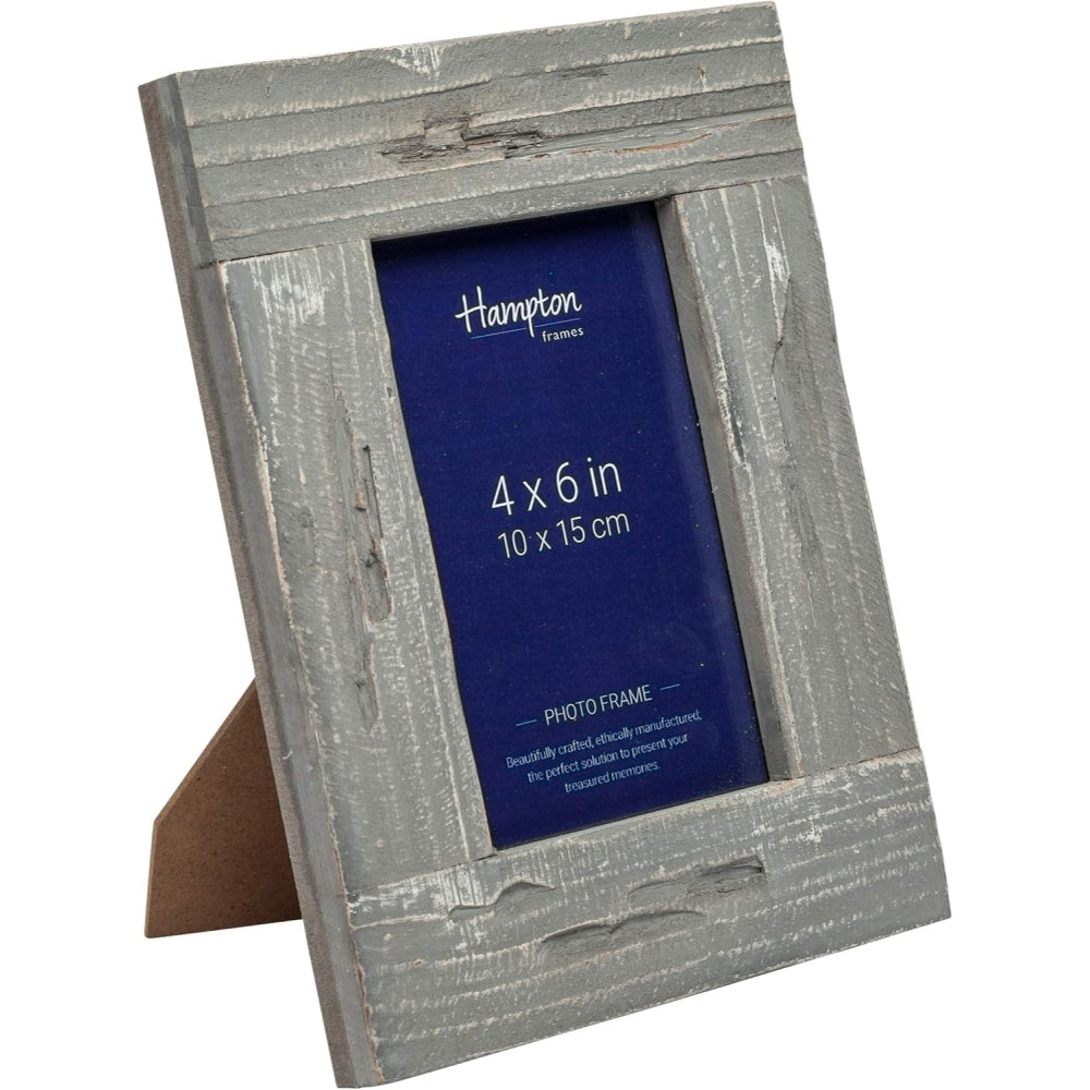 Hampton Farmhouse 4x6 Distressed Grey Painted Wood Photo Frame