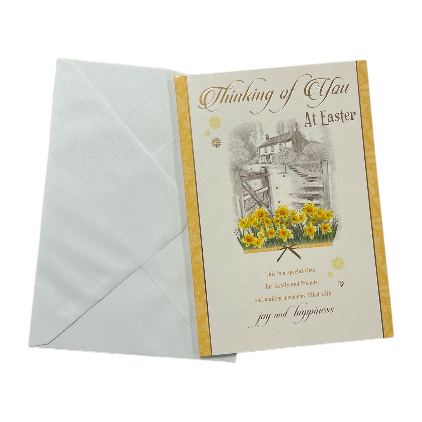 Thinking Of You Wonderful Time Joy And Happiness Yellow Flowers Design Easter Card