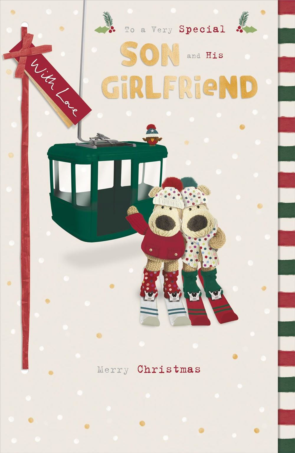 Boofle Next To Cable Car Son & Girlfriend Christmas Card
