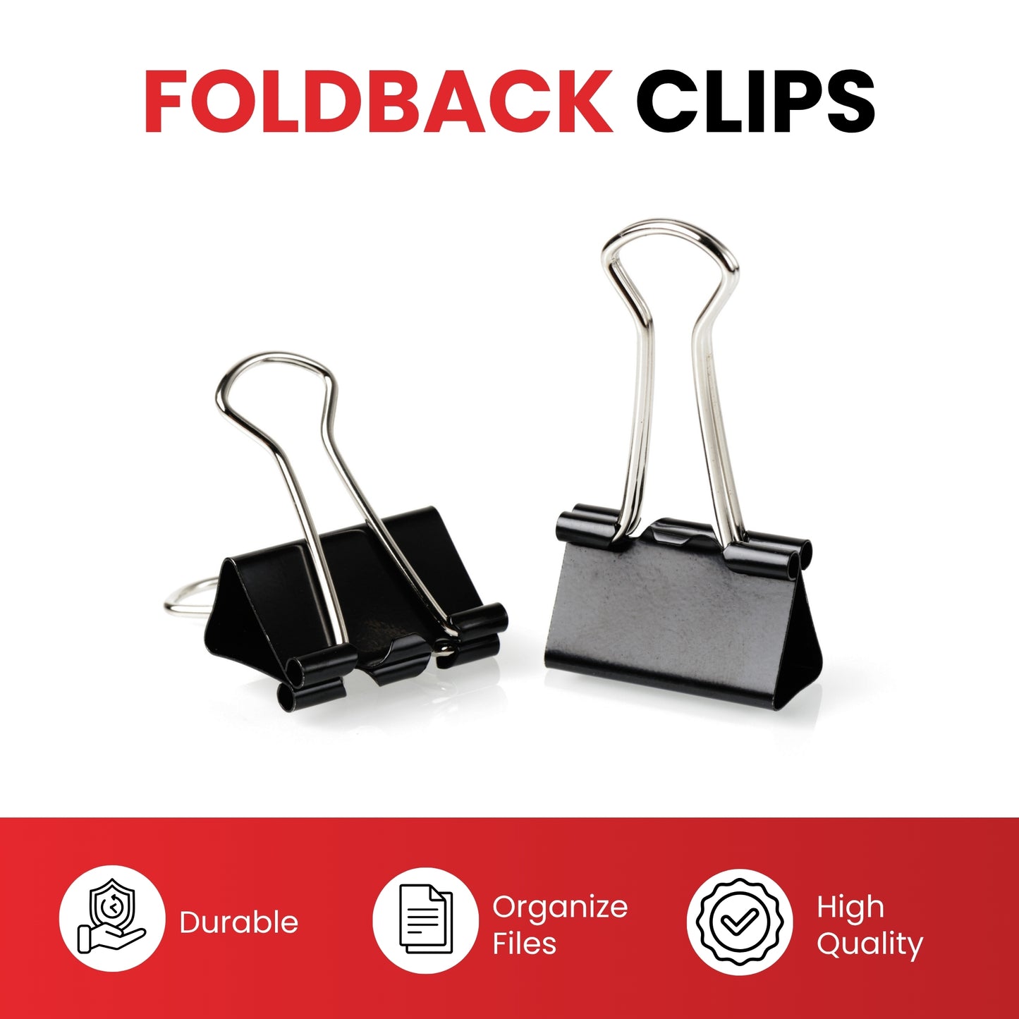 Pack of 48 Black 19mm Foldback Binder Clips