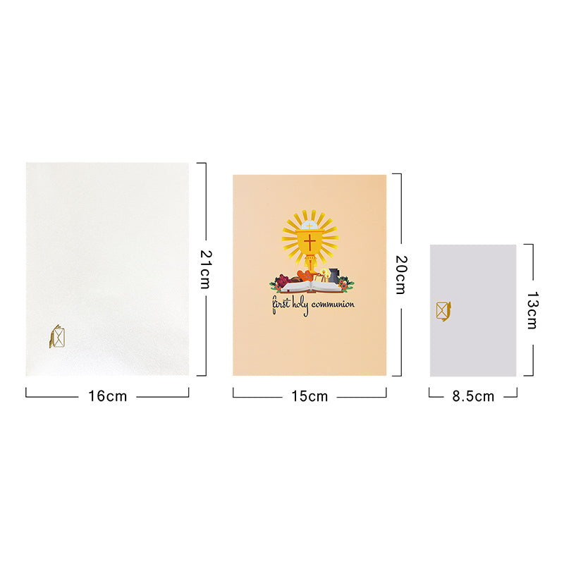 Religious Symbols & Floral First 3D Pop Up Holy Communion Card