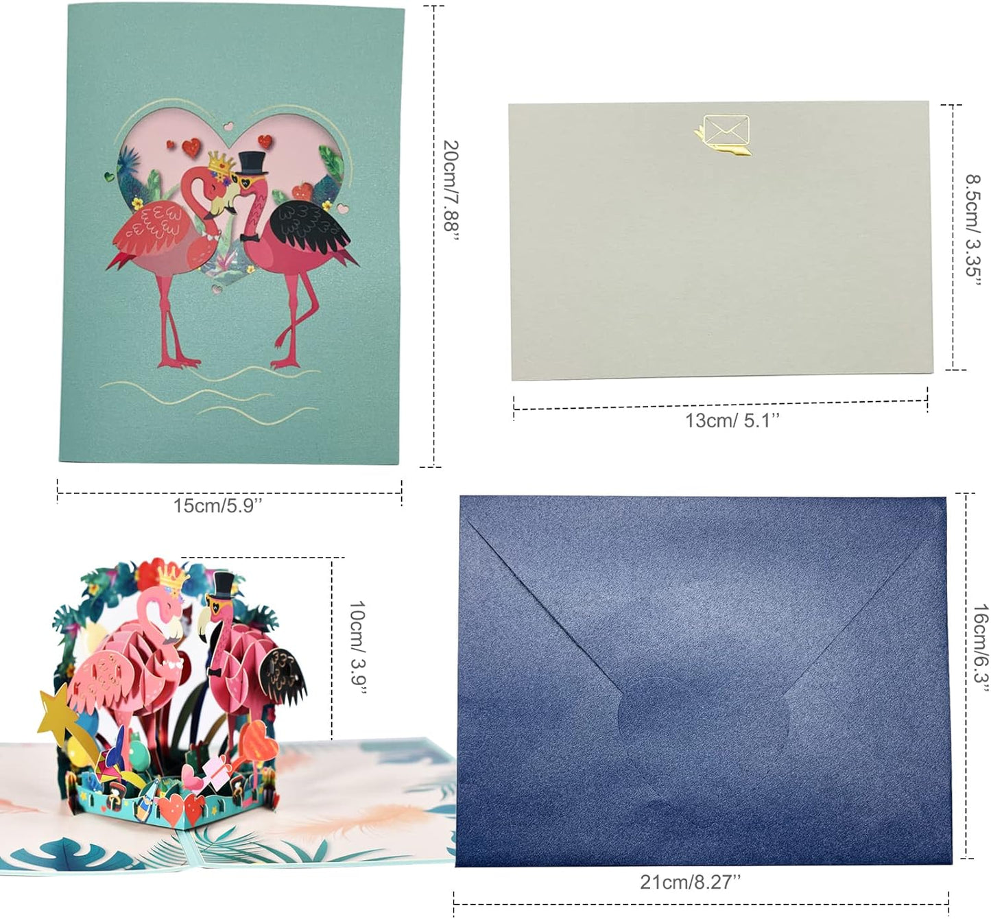 Flamingo Pair and Tropical Scene 3D Pop Up Greeting Card