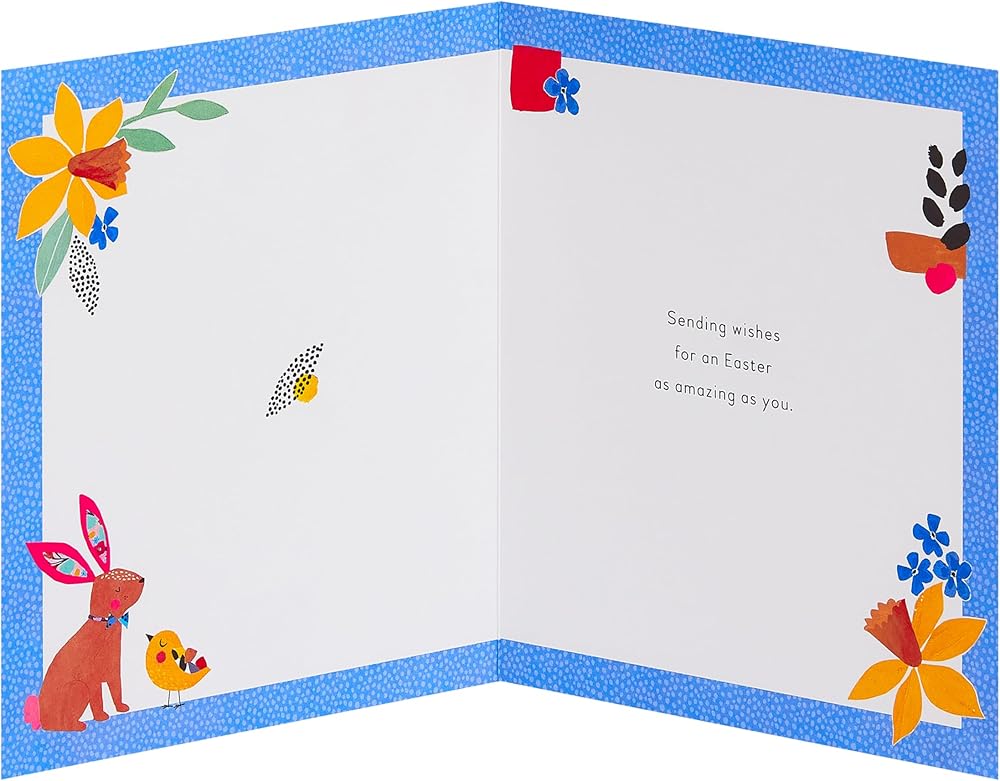 Pomegranate Bloom Animals Design Easter Card