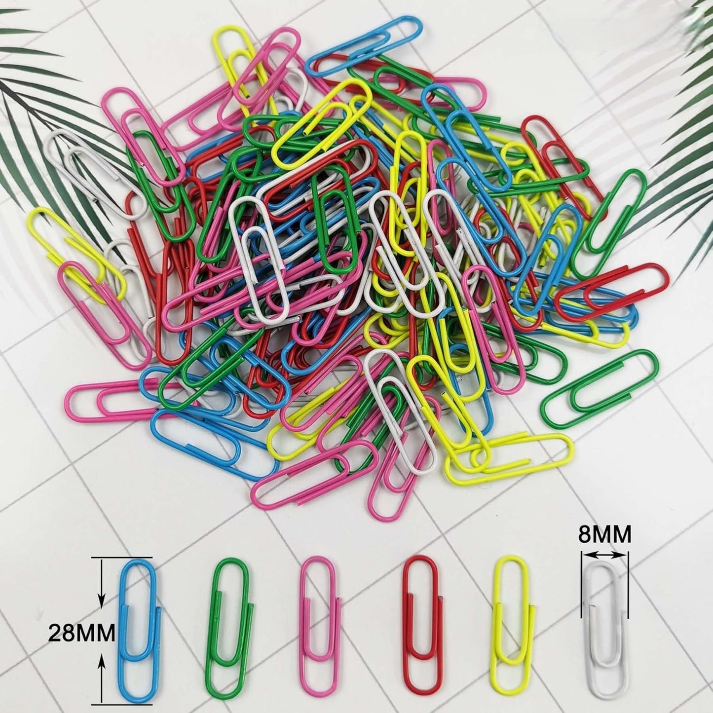 Pack of 500 Assorted Coloured 28mm Paper Clips in Hang Pack