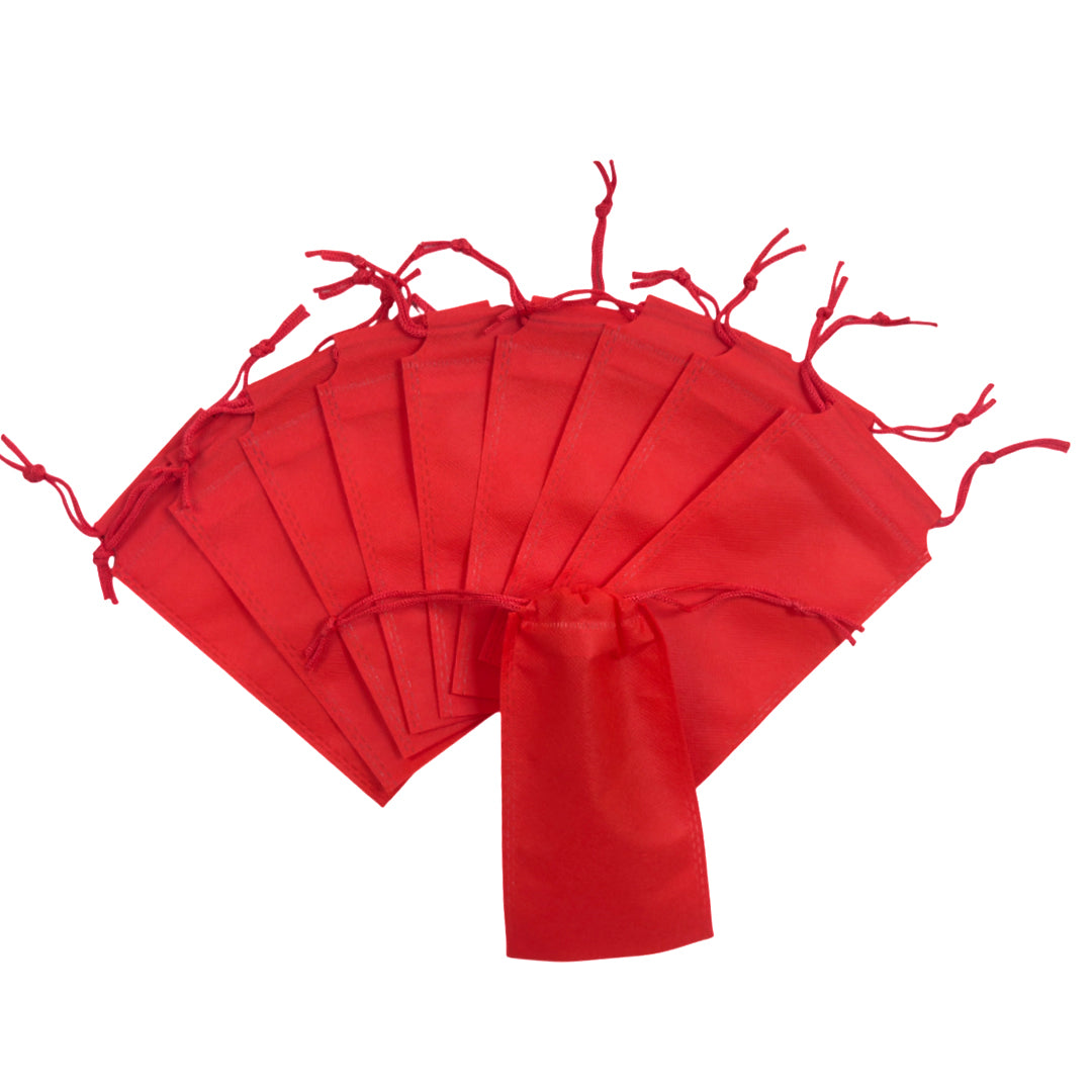 Pack of 100 Red Coloured 48x39cm Non-Woven Drawstring Bags