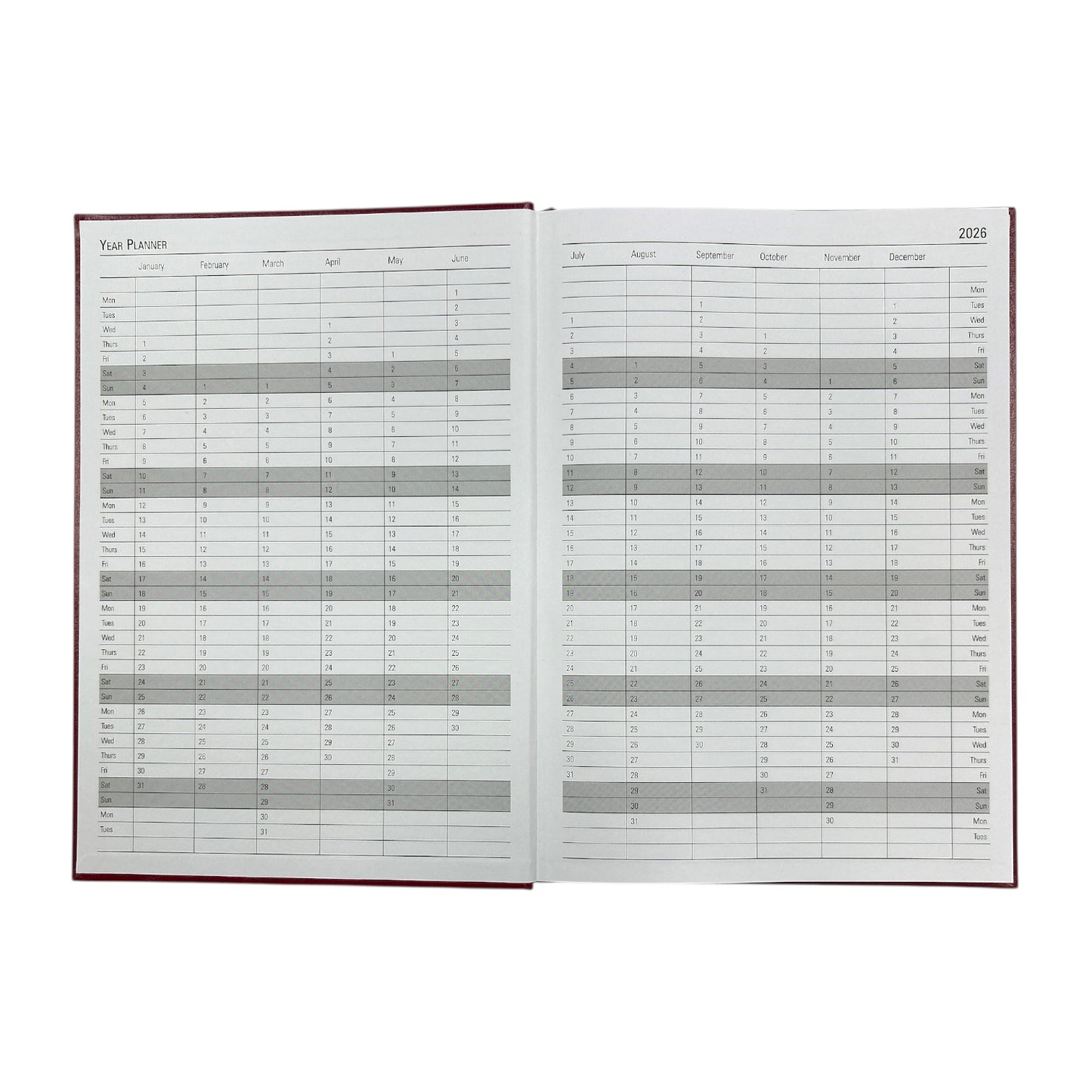 Janrax 2026 A4 Week To View Black Desk Diary