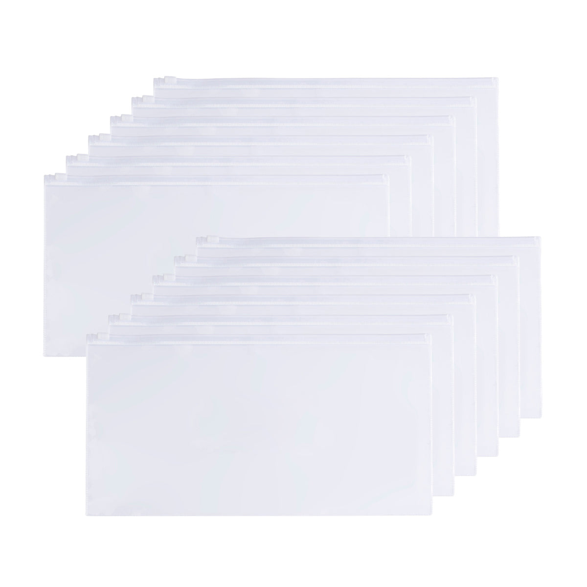 Pack of 12 DL Clear Zippy Bags with White Zip