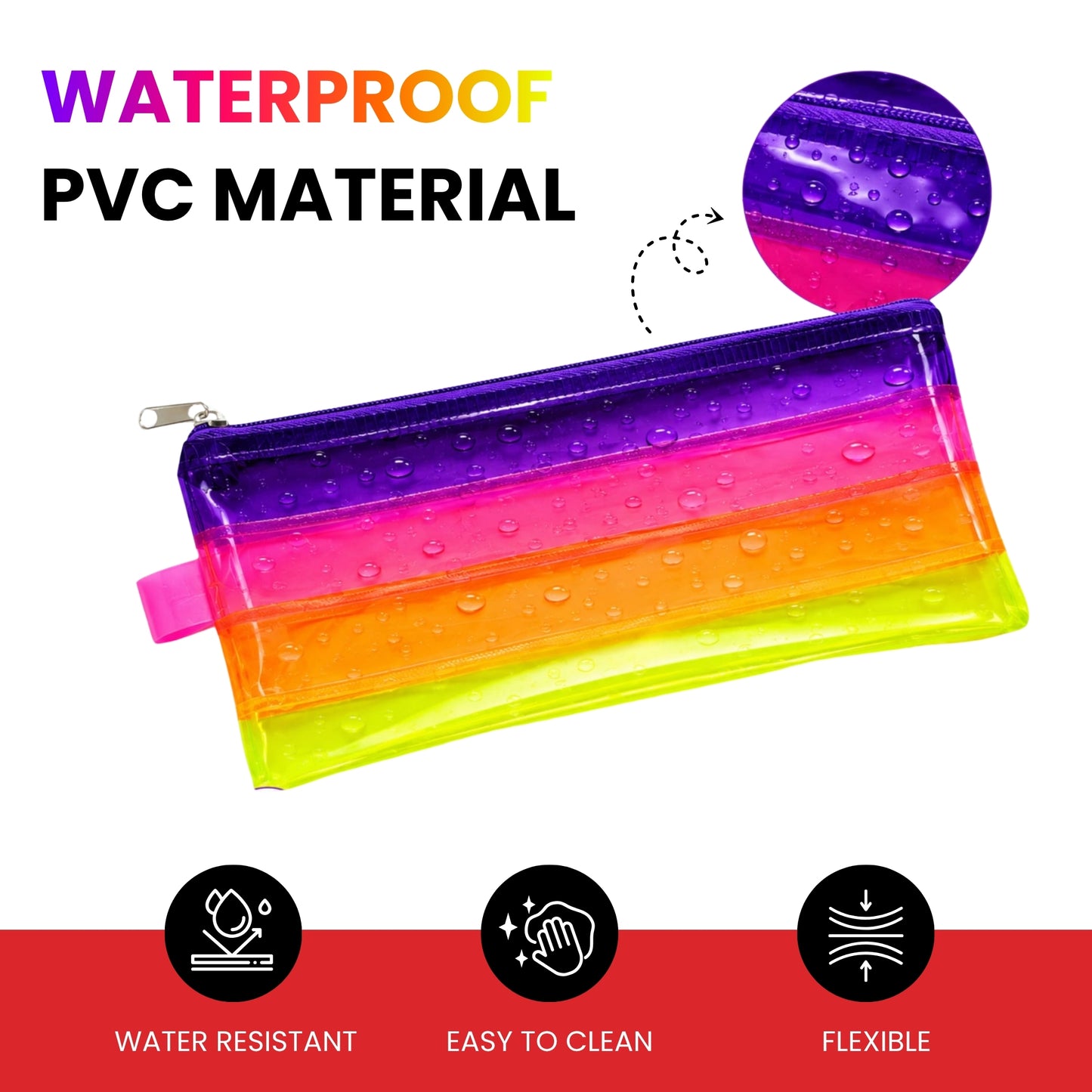 Pack of 12 DL Rainbow Coloured Rainbow Pencil Cases