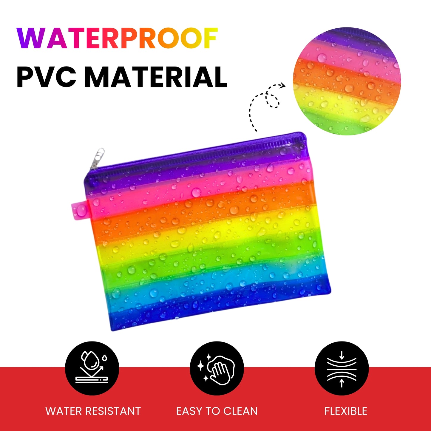 Pack of 12 A5 Rainbow Coloured Rainbow Pencil Cases