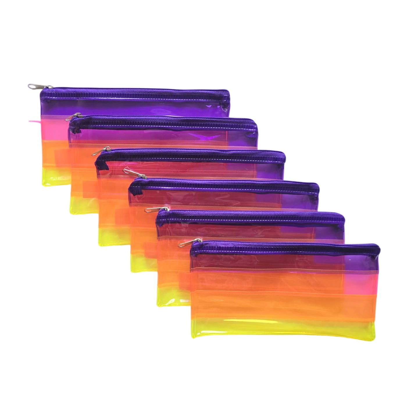 Pack of 12 DL Rainbow Coloured Rainbow Pencil Cases