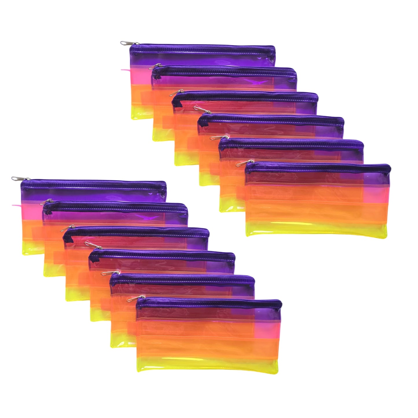 Pack of 12 DL Rainbow Coloured Rainbow Pencil Cases