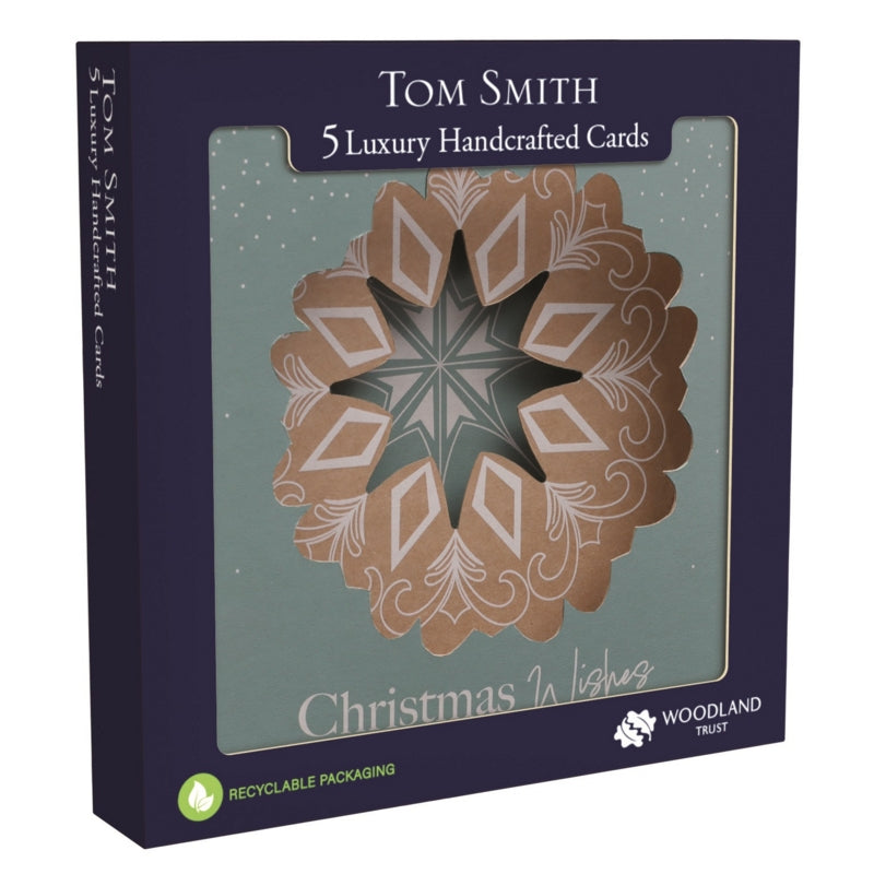 Pack of 5 Luxury Handmade Nordic Kraft Design Christmas Cards