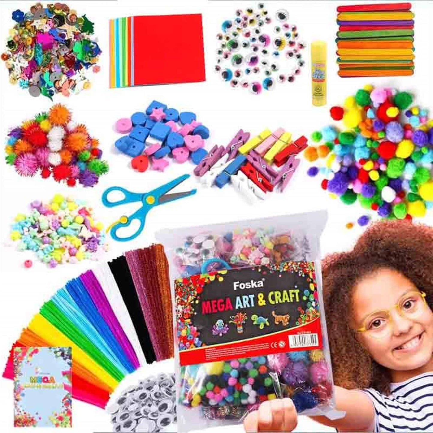 Pack of 1200 Pieces DIY Arts and Crafts Set
