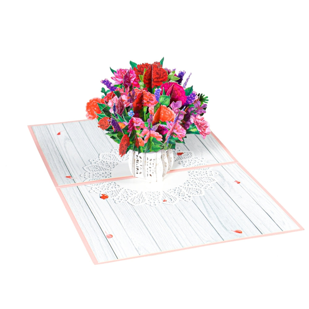 Heartfelt Blooms Elegant Floral Pop-Up Greeting Card - Mother's Day Anniversary Birthday