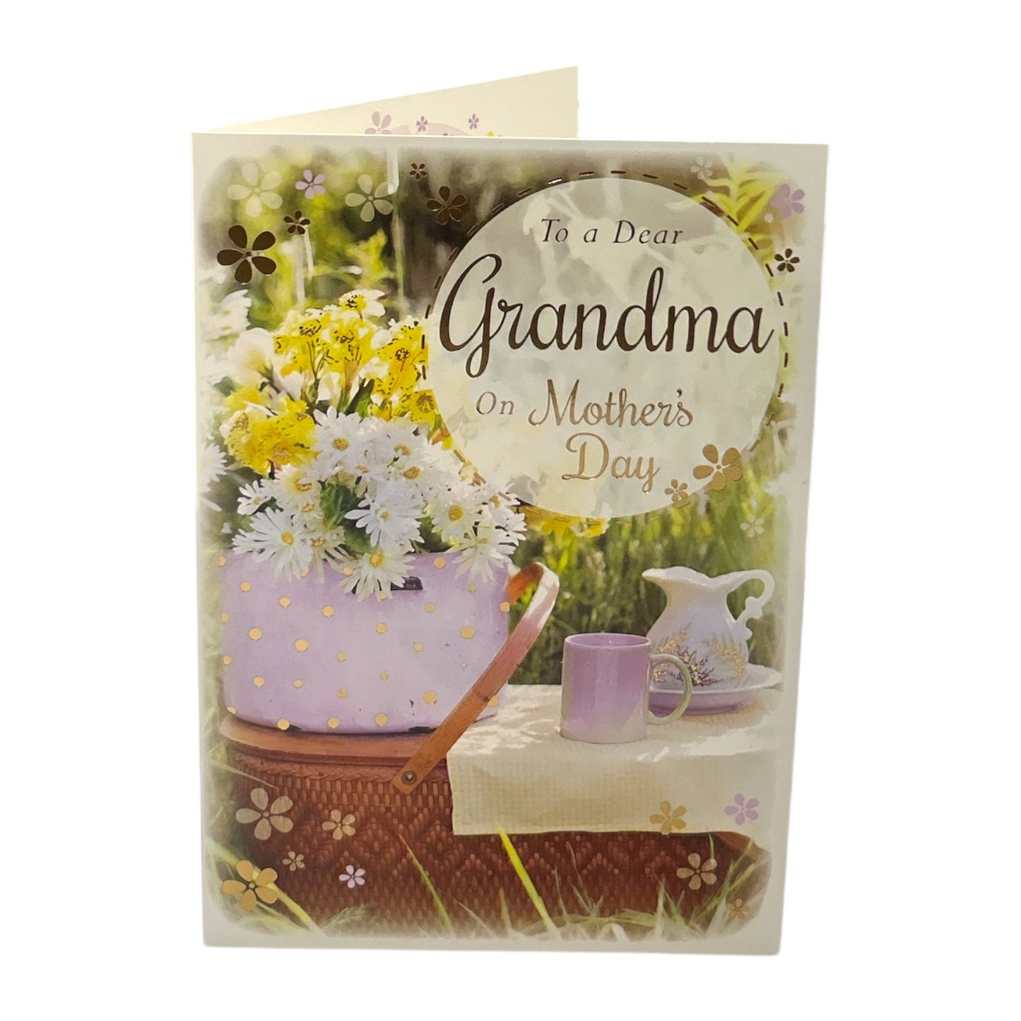 To Dear Grandma Basket of Yellow and White Flowers Design Mother's Day Card