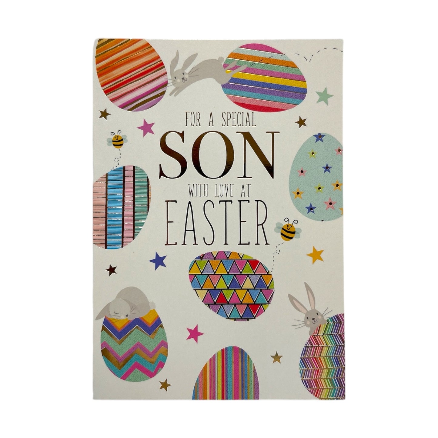 For Son Multicoloured Eggs Pattern Design Easter Card
