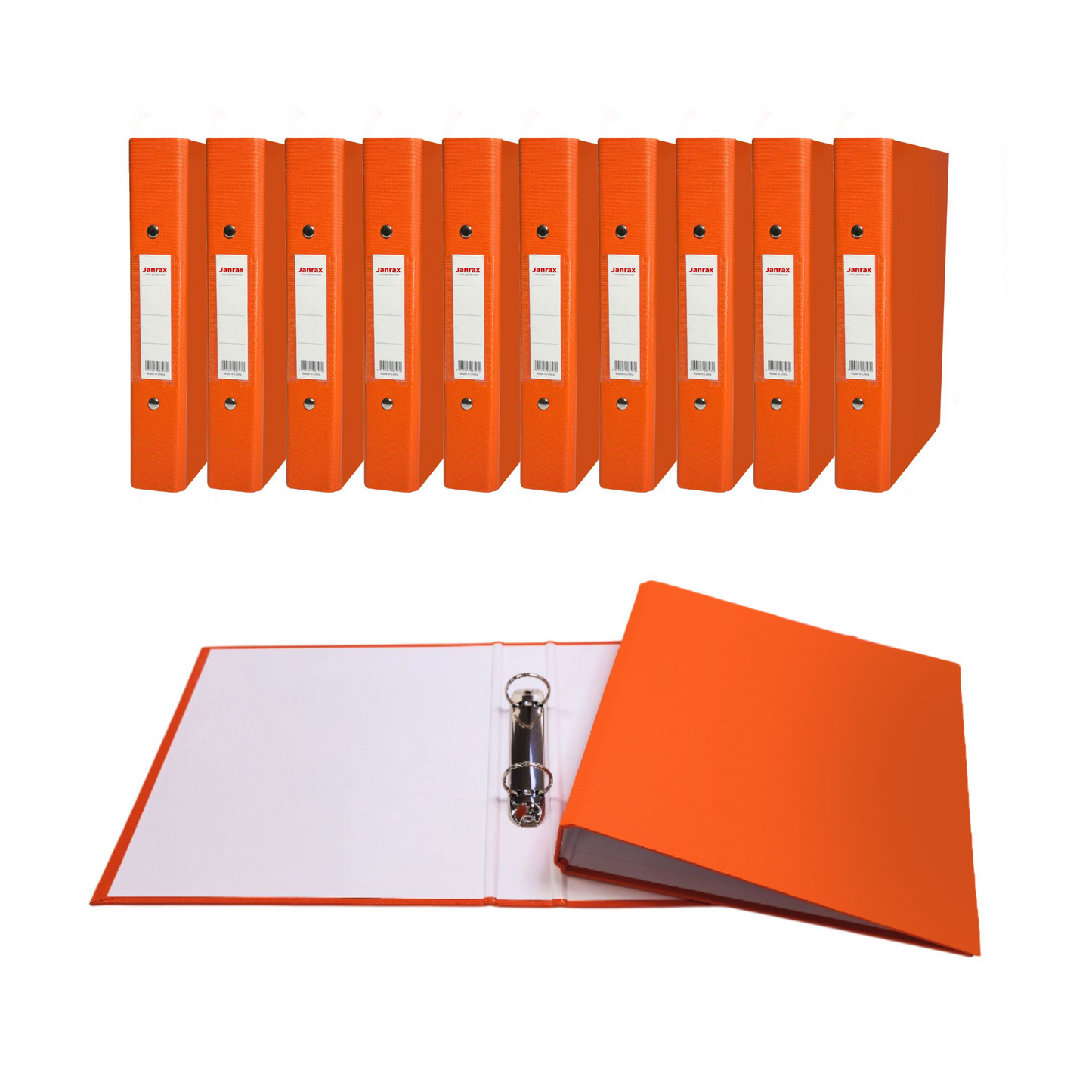 Pack of 20 A5 Orange Paper Over Board Ring Binders by Janrax