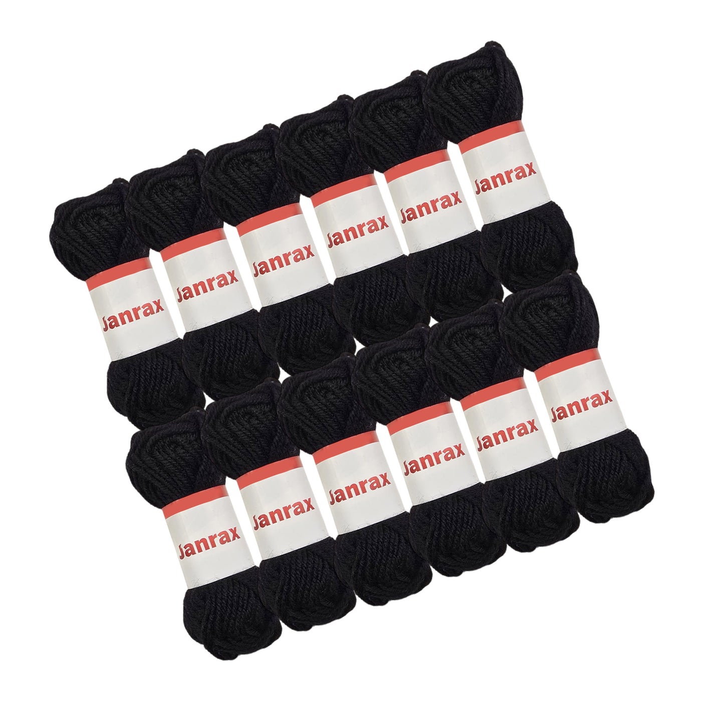 Pack of 10 Black Acrylic Yarn Rolls – 10g each, 4 Strand 8 Ply Knitting Wool