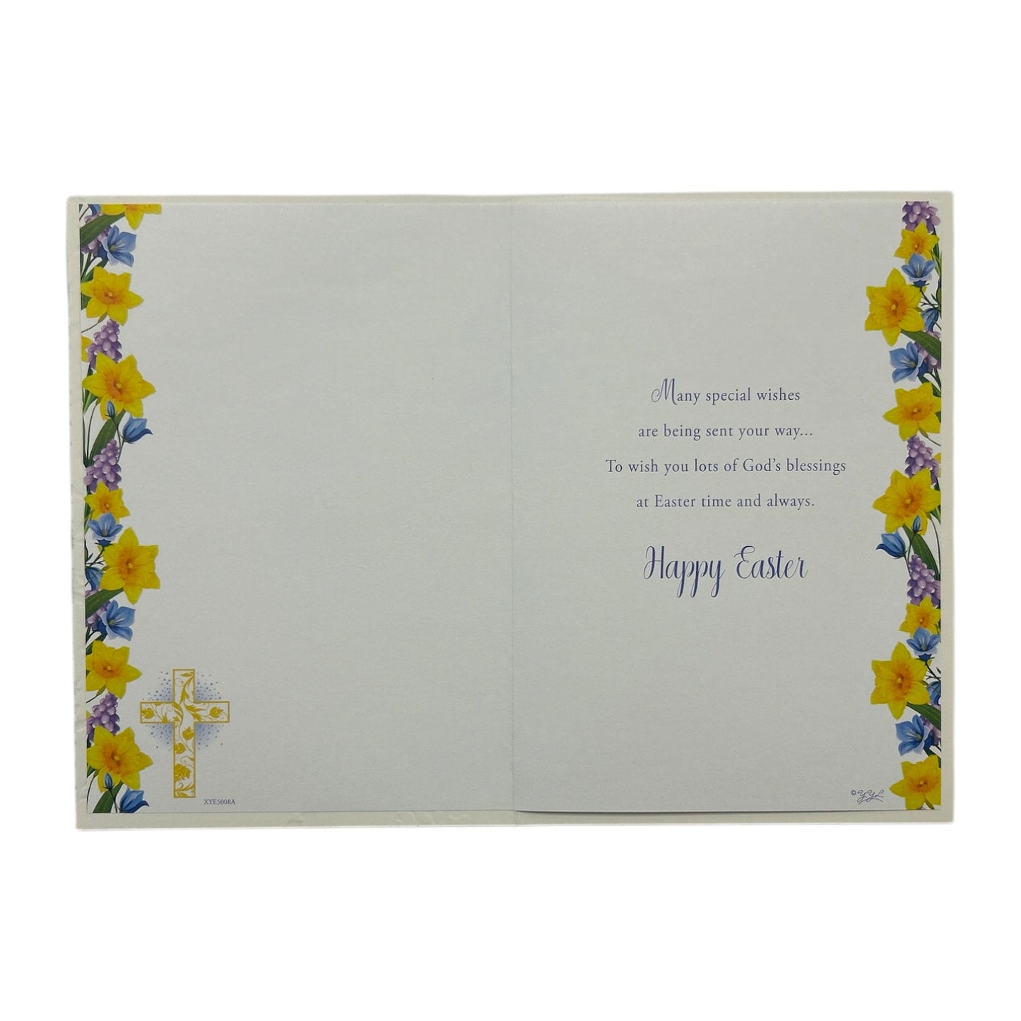 Happy Easter Traditional Yellow Floral Design Greeting Card