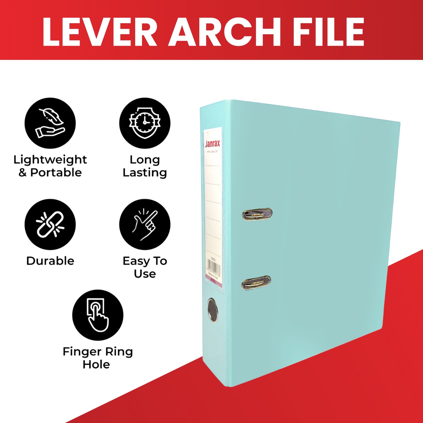 Pack of 10 A4 Pastel Green Paperbacked Lever Arch Files by Janrax