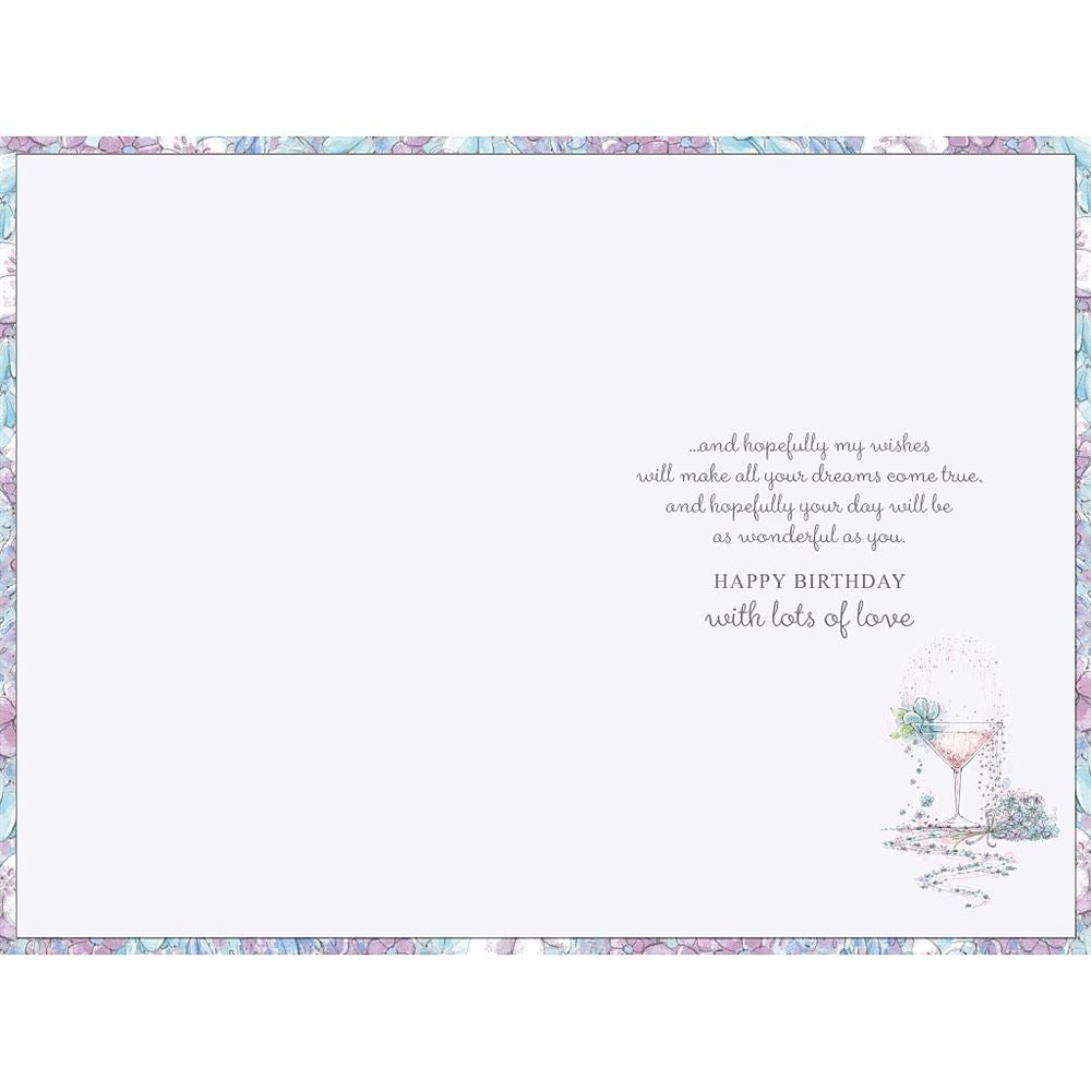 Cocktail and Floral Design Sister Birthday Card