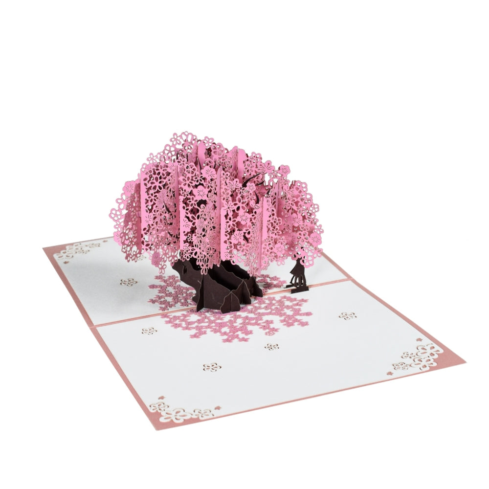 Pink Cherry Blossom Tree With Couple 3D Pop Up Greeting Card