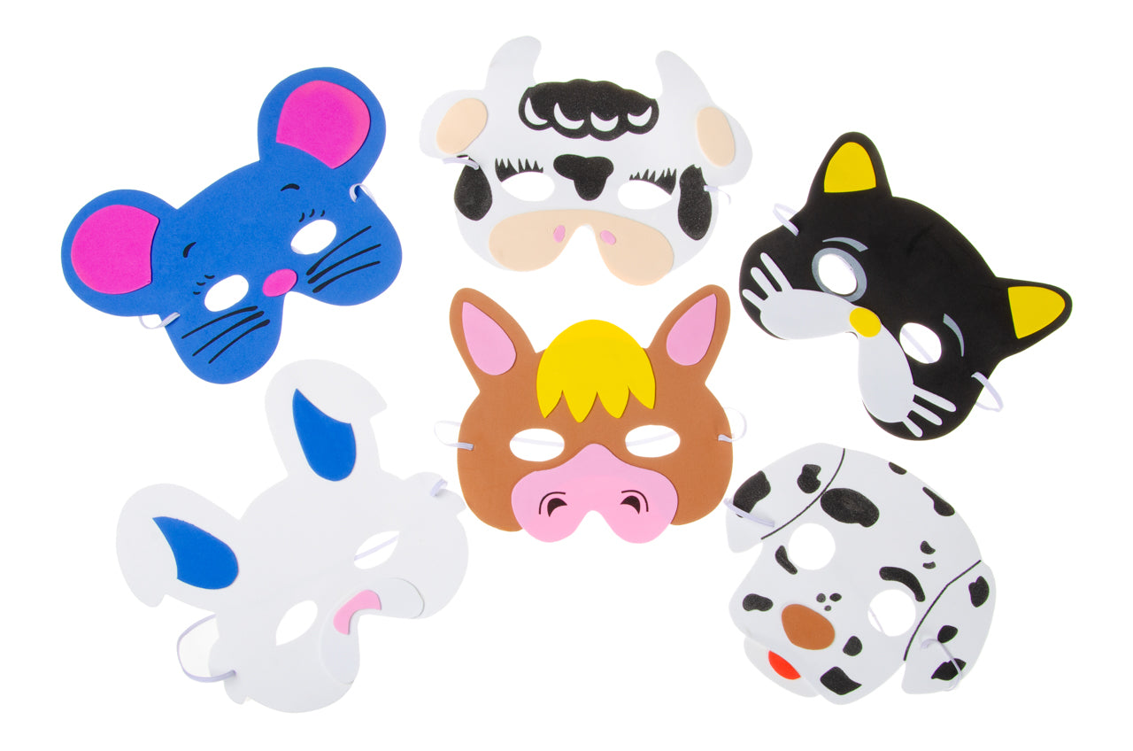 Pack of 6 Farm Animal Foam Masks